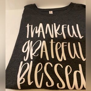 Never Worn Thankful Long sleeve Gray T-Shirt with